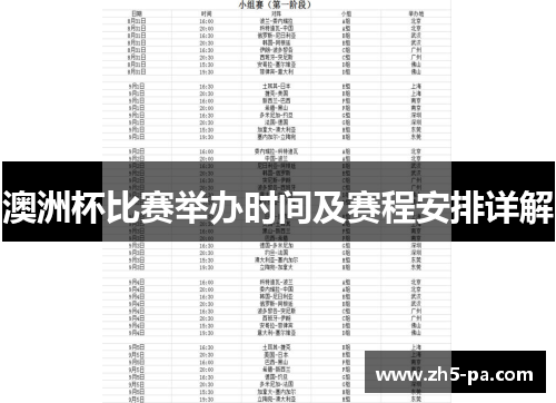 澳洲杯比赛举办时间及赛程安排详解