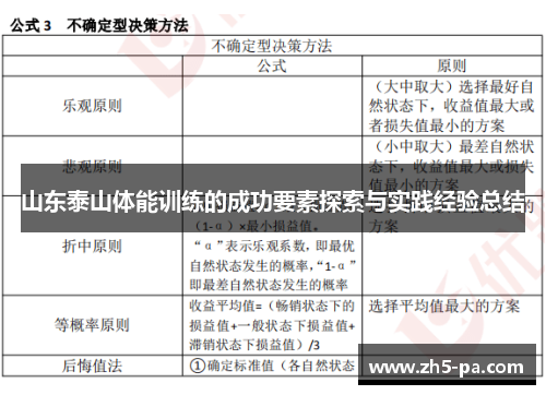 山东泰山体能训练的成功要素探索与实践经验总结